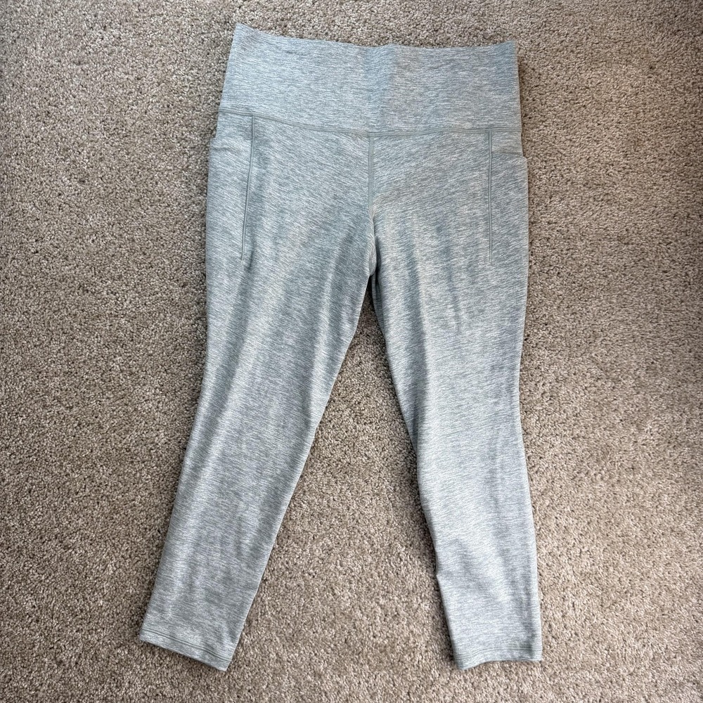 Athleta Leggings Womens Large Gray Salutation Stash Pocket II SoftLuxe Ankle